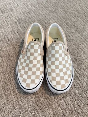 Vans Checkerboard Slip-On Sneakers - Beige & White